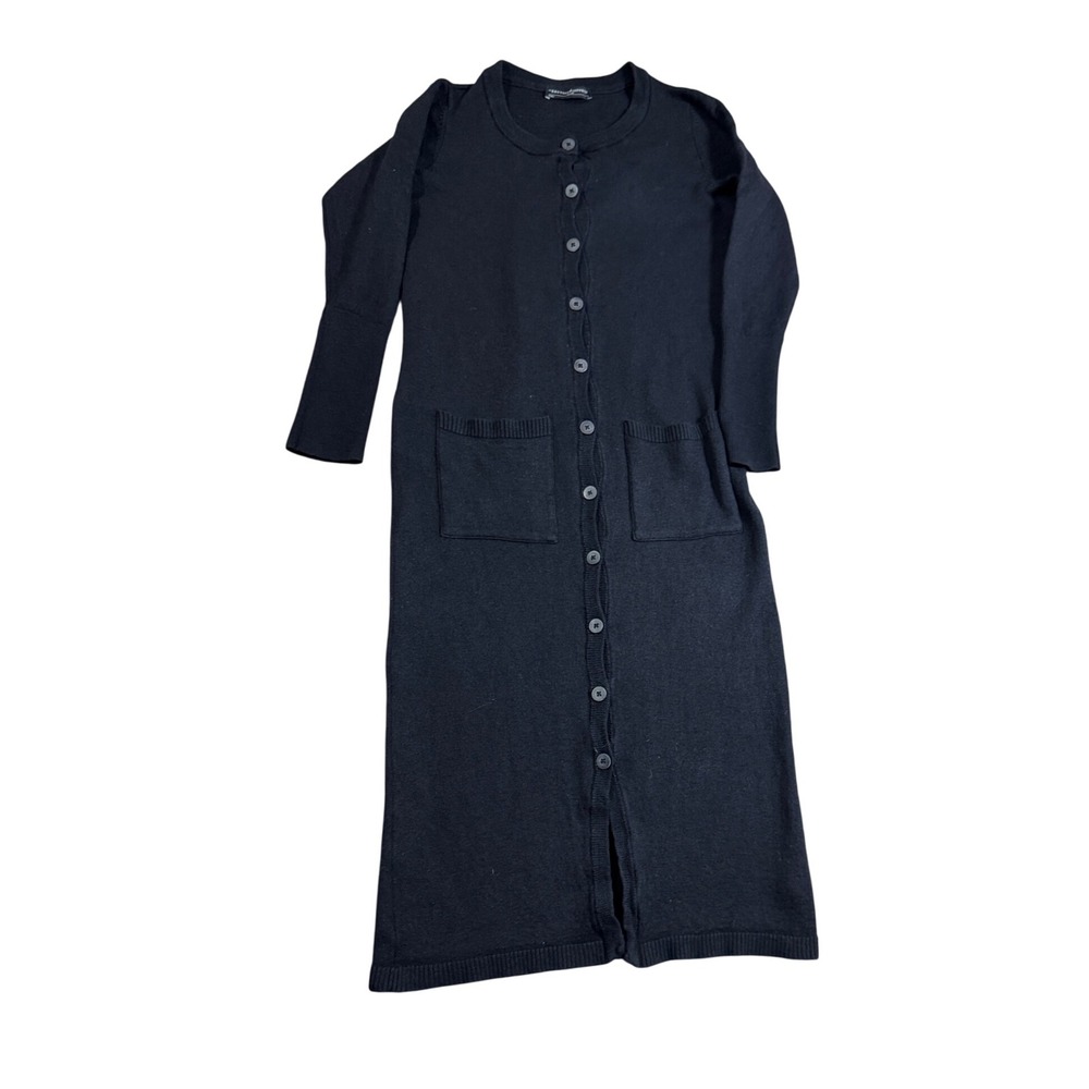 Peruvian Connection Black Button Front Cardigan D… - image 1